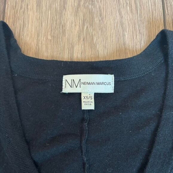Neiman Marcus black knit cape cardigan v neck sweater size Small - Picture 4 of 6